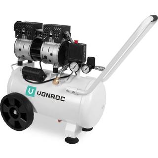 VONROC PRO Kompressor - 750W | 8 BAR | Støjsvag - 57,5dB | Oliefri - 24 Liter - Hvid