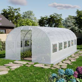 4x6m, Foliedrivhuse, PE-teltdug, hvid - (8944)