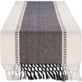 Black Dobby Stripe Ribbed Table Runner 13x108