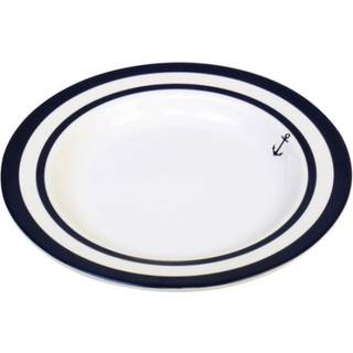 Melamintallerkener 1852-Marine Non-slip, hvid/blå, 23 cm, 6-pak