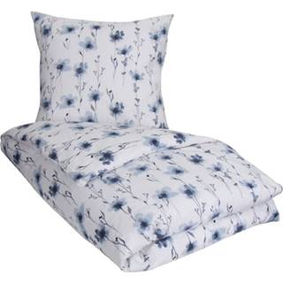 Flonel sengetøj 150x210 cm - Blødt blomstret sengesæt - Flower Blue - 100% bomuldsflonel - By Night sengelinned