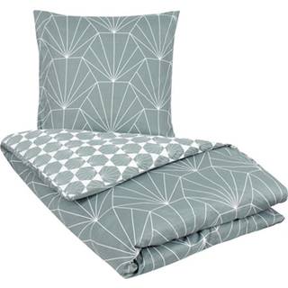 Sengetøj king size - 240x220 cm - Vendbart design i 100% Bomuldssatin - Hexagon støvet grøn - Sengesæt fra By Night