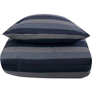 Stribet sengetøj 150x210 cm - 100% Blødt bomuldssatin - Big Stripes Blue - By Night sengesæt