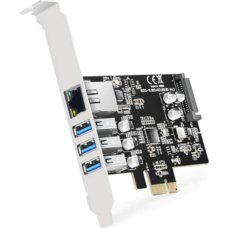 Maiwo KC015 PCI Express x1kort til 3xUSB3.0 5Gbps og 1x Gigabit Ethernet