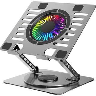 NÖRDIC bærbar holder med RGB blæser med roterende base og 2 USB-porte