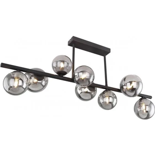 Riha loftlampe, længde 87 cm, sort/røgfarvet, 9 lyskilder.