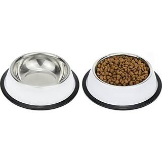 Podinor rustfrit st?l hunde sk?le mad og vand ikke glide anti skid stable k?ledyr hvalpe retter til sm? medium og store hunde (2 pakke)