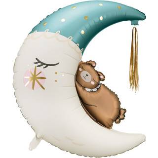 Folieballon bamse på måne, blå