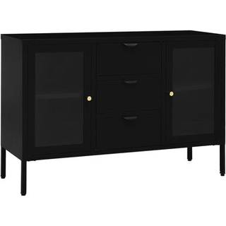 Skænk 105X35X70 Cm Stål Og Glas - Sort