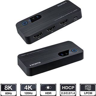 NÖRDIC HDMI switch 2 til 1 8K60Hz 4K120Hz 48Gbps HDR HDCP2.3 Surround 7.1 CEC