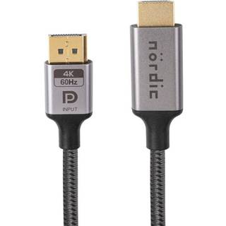 NÖRDIC 2m Displayport til HDMI 4K60Hz Dynamic HDR 18Gbps
