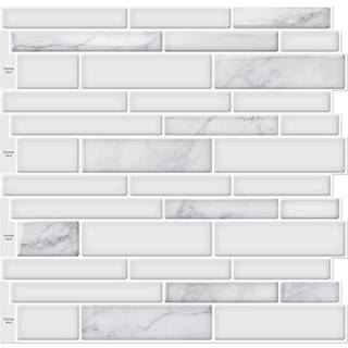 ART3D 10-Sheet Premium Stick On Kitchen Backsplash Fliser 12 """" X12 """" Peel and Stick Self Adhesive Wall Fliser Hvid marmor design