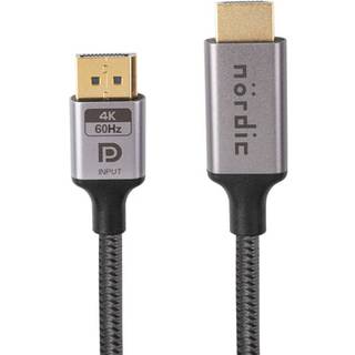 NÖRDIC 50 cm Displayport til HDMI 4K60Hz Dynamic HDR 18 Gbps