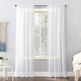 Nr. 918 Emily Sheer Voile Rod Pocket Curtain Panel 59 """" X 120 """" Hvid