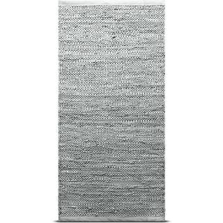 Rug Solid - Tæppe m. læder, light grey - 75x200 cm