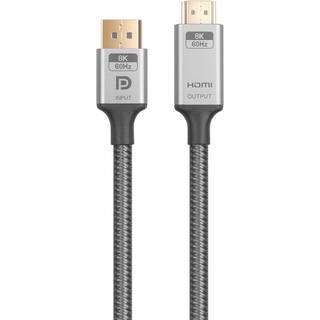 NÖRDIC 50 cm Displayport 1.4 til HDMI 2.1 8K60Hz 4K120/144Hz Dynamic HDR 32.4Gbps Dolby ATMOS