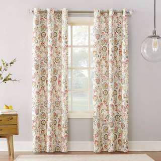 Sun Zero Jorah Botanical Print Thermal Isolated Energy Effict Grommet Curtain Panel 40 """" X 95 """" Linned