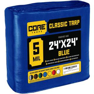 Core Tarps Classic 5 Mil Tarp Cover Vandtæt UV -resistent Rip and Tear Proof Poly Tarpaulin med forstærkede kanter til tagcamping Patio Pool Cove