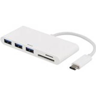 Deltaco USB 3.1 Gen 1 hub USB-C 3USB A SD/micro USB hub - 3 ports - Hvid