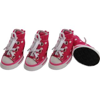 Pet Life Extreme -Skater Dog Shoes - afslappet lærred året rundt kæledyrsko med tilpasselig snøret støtte - sæt med 4 sko til hunde