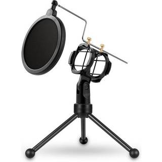 Mikrofon står desktop med pop filter og stativ