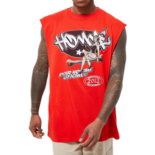 Mens Red Oversized Homme Graphic vest