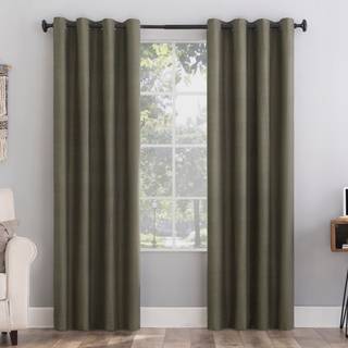 Sun Zero Columbia 2-Pack Thermal Energy Saving 100% Blackout Grommet Curtain Panel Pair 50 """" X 108 """" Olive