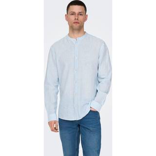 ONLY & SONS Caiden LS Mao Stripe Linen Shirt Cashmere Blue