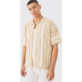 Mens Stone Boxy 3d Jacquard Knit Shirt