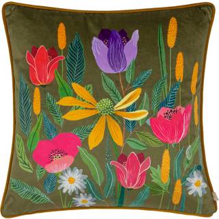 Wylder Wylder Blue House Of Bloom Celandine Floral Velvet Piped Cushion