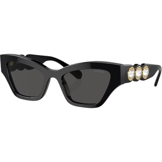 Swarovski Kvinde SK6021 100187 Solbriller Acetat Sort Grå Geometrisk Normal