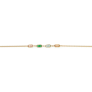 Scrouples Ankelkæde rainbow baguette cubic zirkonia i forgyldt