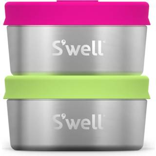 S'well rustfrit st?l kryddercontainer s?t med to 2 oz dragonfruit/kiwi enkeltv?gget holdbar konstruktionsl?kproof silikone l?g opvaskemaskine sik