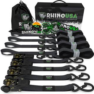 Rhino USA Ratchet Bind Down Straps (4PK) - 1 823LB Garanteret Max Break Strength inkluderer (4) Premium 1 """" X 15 'Rachet Tie Downs med polstrede