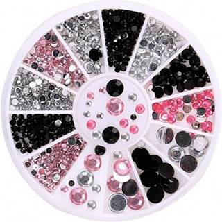 Rhinestone 4 størrelser Sølv Sort Pink