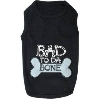 Parisian Pet Dog T-Shirt - Broderet Bad to Da Bone Hundetj - 100 % bomuld rmels Pet Vest - Maskinvaskbar skjorte til store hunde L