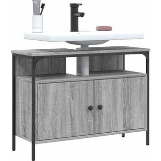 underskab til vask 80x30x60 cm konstrueret træ grå sonoma-eg