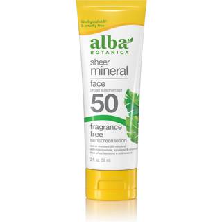 Alba botanica solcreme til ansigt duftfrit ren mineral ansigt solcreme lotion bred spektrum spf 50 vandafvisende og bionedbrydeligt 2 fl. oz. Fla