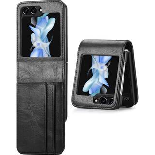 SKALO Samsung Z Flip5 PU-læder Cover med Pung - Sort