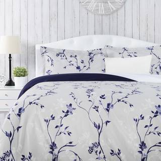 Chanasya Premium Floral Duvet Cover Set - Dynecover (68 X 90) & 1 Pillow Sham (20 X 26) - 2 -delt s?t Twin Size Purple Navy
