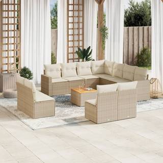 sofasæt til haven 12 dele med hynder polyrattan beige