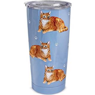 E&S Imports Inc Orange Tabby Tumbler Serengeti 16 oz. Rustfrit st?l vakuum isoleret tumbler med spildt bevisl?g - 3D -tryk - isoleret rejsekrus t