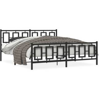 sengeramme med sengegavl og fodgærde 183x213 cm metal sort
