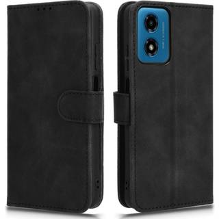 SKALO Motorola Moto G04 Matt PU-læderpungetui - Sort