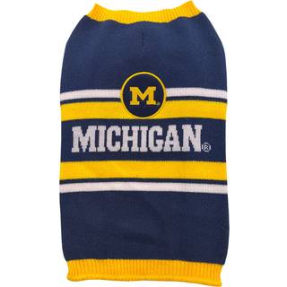 NCAA Michigan Wolverines Dog Sweater Size Medium. Varm og hyggelig striket kæledyr sweater med NCAA Team Logo Bedste hvalpekweater til store og s