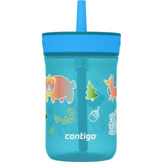 Contigo Kids Leighton Straw Tumbler med spildt?t l?kagesikkert l?g 14 oz Juniper/Blue Forest