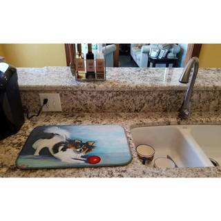 """" Caroline's Treasures MH1054DDM Papillon Play Ball Dish-Drying-Mats 14x21 Multicolor """"