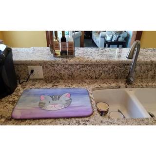 """" Caroline's Treasures Cat Face Dish Drying Mat 14 """" """" X 21 """" """" Multicolor """"