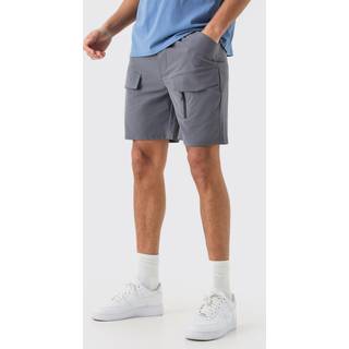 Mens Charcoal Elasticated Waist Relaxed Technical Stretch Cargo With Zip