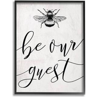 Stupell Industries Be Our Guest Bumble Bee Script Typography Black Framed Wall Art 11 X 14 Multi-Color